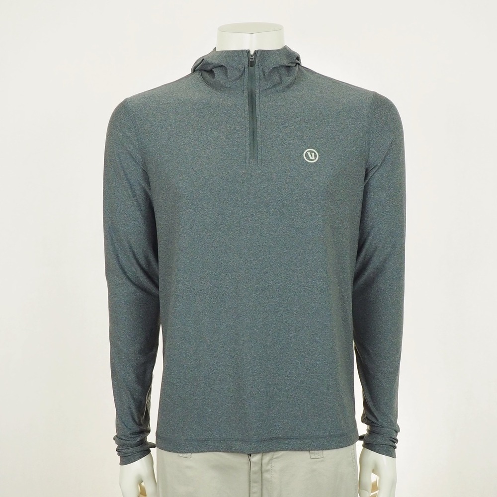 Vuori Uluwatu 24 Water Hoodie Tee Shirt Mens Small Gray 1/4-Zip Hooded Active